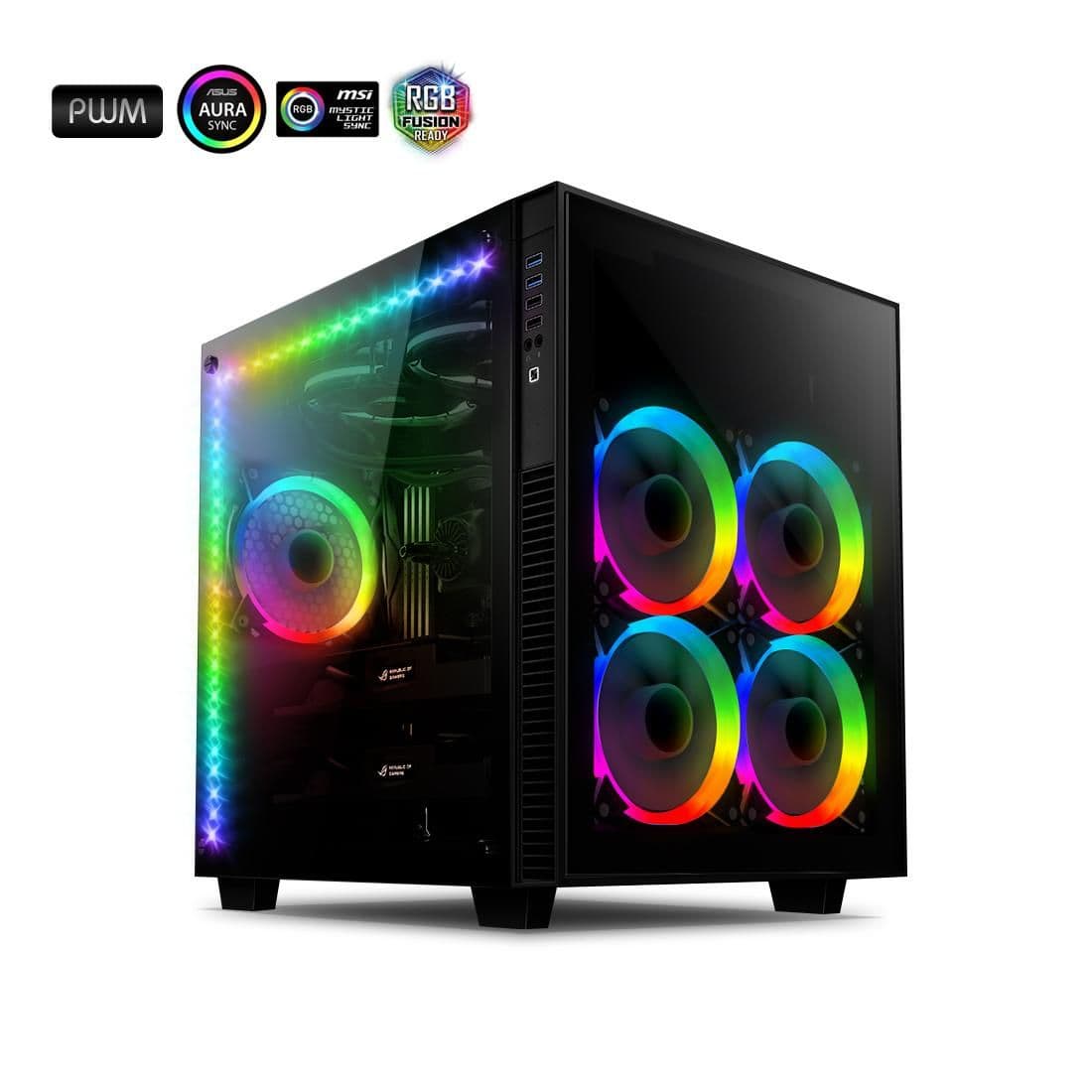 Anidees AI Crystal Cube ATX Mid Tower Tinted Tempered Glass Side Panel image