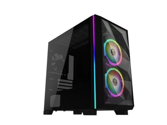 GAMDIAS ATHENA M2 LITE Micro ATX Mid Tower Black Tempered Glass Side Panel, USB 3.2 Gen 1 Type-A, USB 2.0 Type-A image
