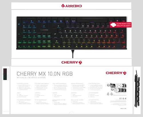 Cherry MX 10.0N RGB Wired Slim Low Profile Speed Silver Mechanical Keyboard image