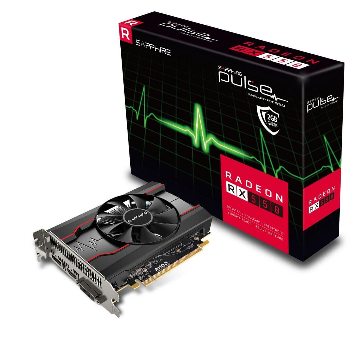 Sapphire PULSE Black / Red Radeon RX 550 - 512 2GB GDDR5 Black / Red main image