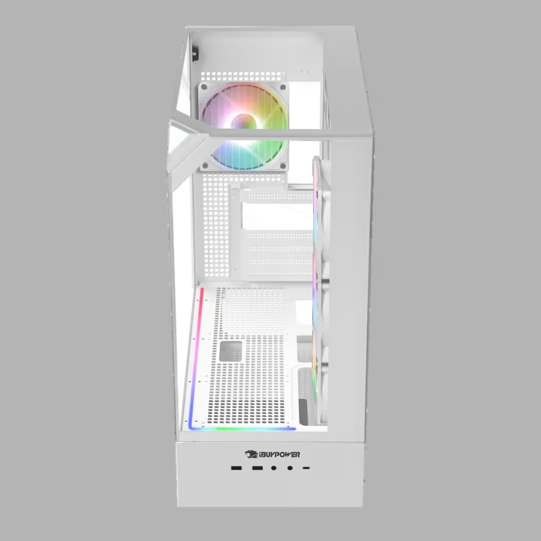 iBuypower Element 9 ATX Mid Tower White with Tempered Glass Side Panel image
