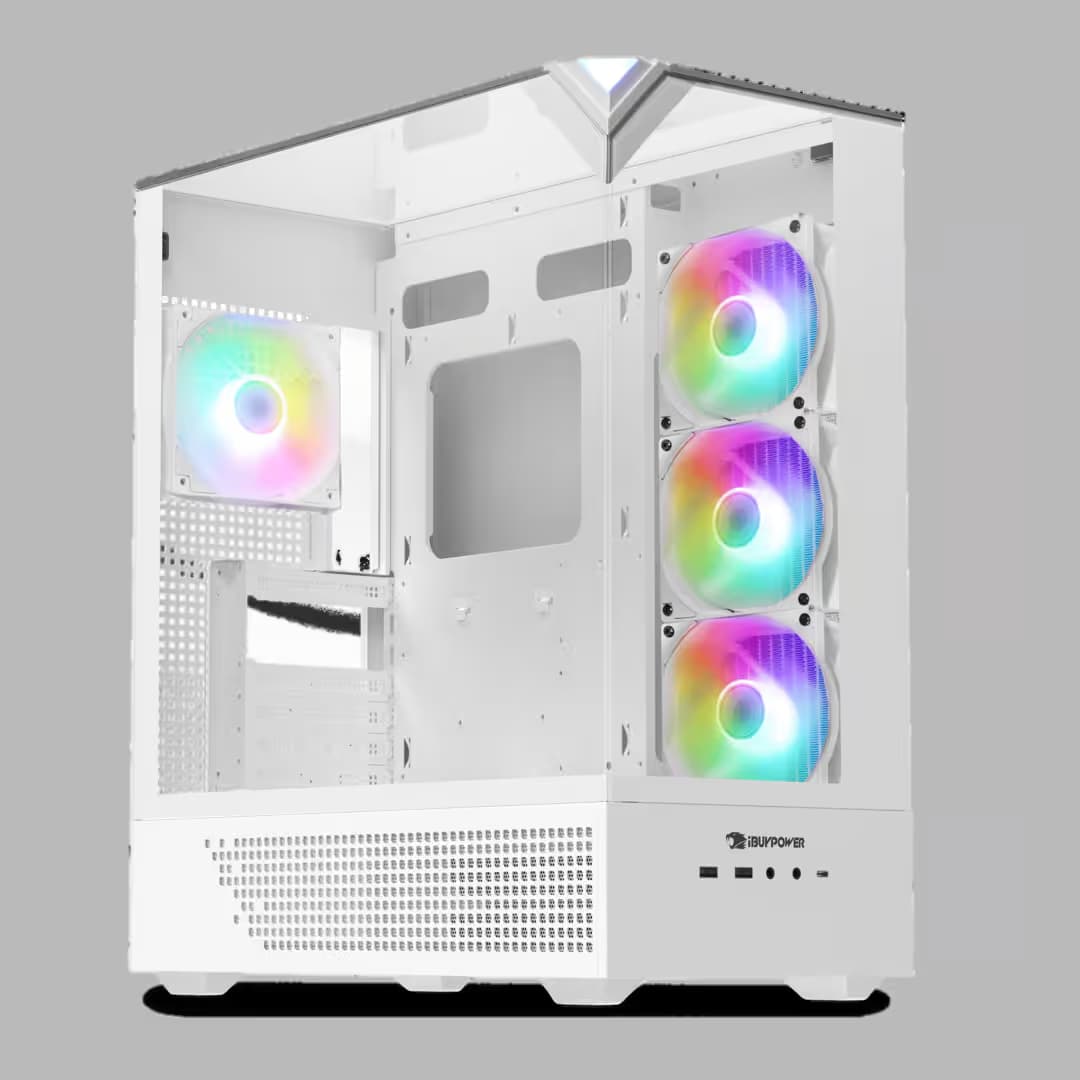 iBuypower Element 9 ATX Mid Tower White with Tempered Glass Side Panel image