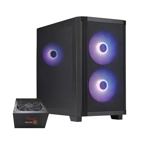 Rosewill FBM-X3 Micro ATX Mid Tower Black with Mesh Side Panel, USB 3.2 Gen 1 Type-A and USB 2.0 Type-A, and 650 W Power Supply image