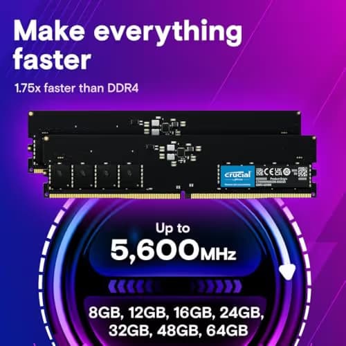 Crucial CT64G56C46U5 64GB (1x64GB) DDR5-5600 CL46 Black image