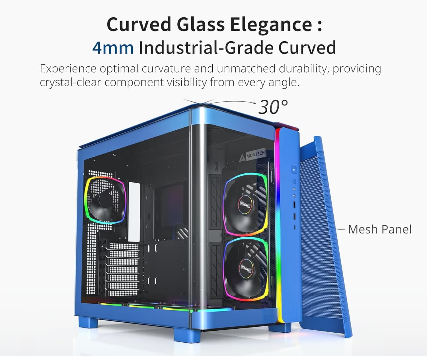 Montech KING 95 PRO ATX Mid Tower Prussian Blue with Tempered Glass Side Panel image
