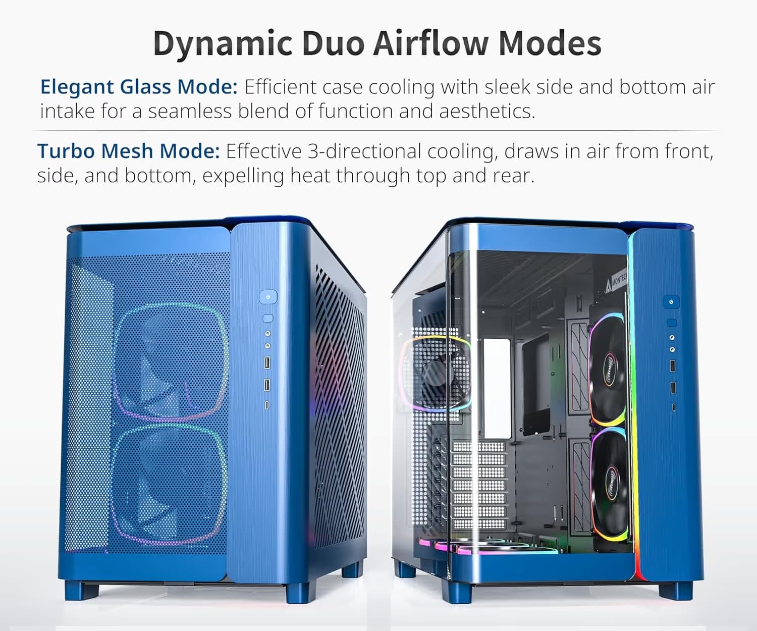 Montech KING 95 PRO ATX Mid Tower Prussian Blue with Tempered Glass Side Panel image