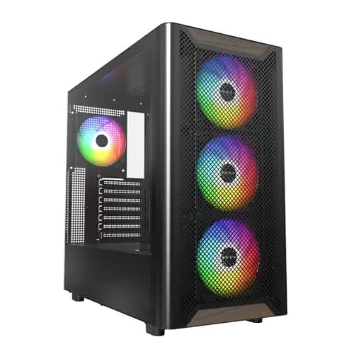 MONTECH XRWood ATX PC Case, Genuine Walnut, 4 ARGB PWM Fans, Black image