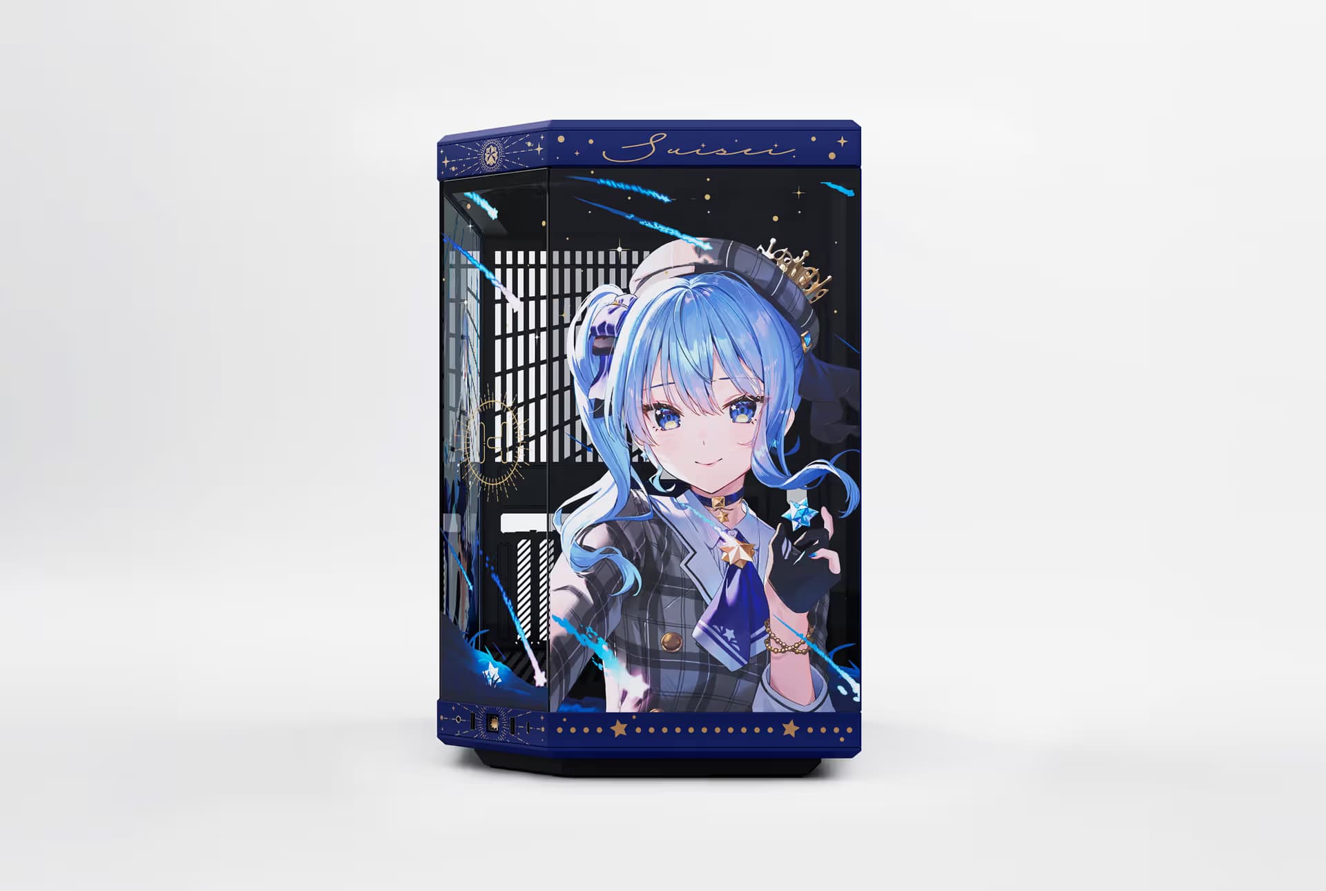 HYTE Y70 Hoshimachi Suisei Edition ATX Mid Tower Blue / Black Tempered Glass Side Panel, USB 3.2 Gen 2 Type-C, USB 3.2 Gen 1 Type-A image