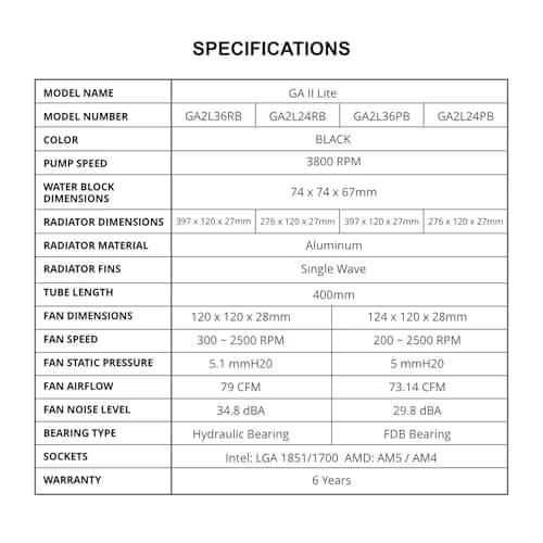Lian Li Galahad II Lite Water 240mm RGB 79 CFM Black image