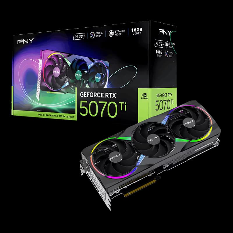 PNY GeForce RTX 5070 Ti EPIC-X RGB Triple Fan Plus 16GB GDDR7 Black image
