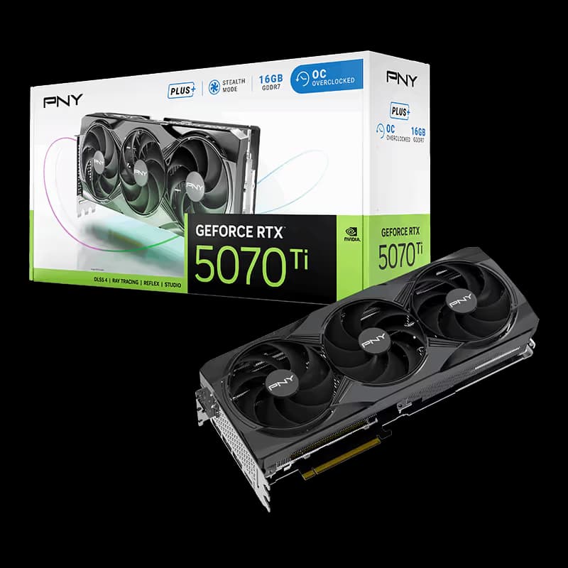 PNY Triple Fan Plus OC GeForce RTX 5070 Ti 16GB GDDR7 Black image