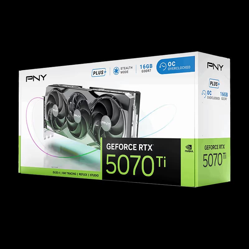 PNY Triple Fan Plus OC GeForce RTX 5070 Ti 16GB GDDR7 Black image