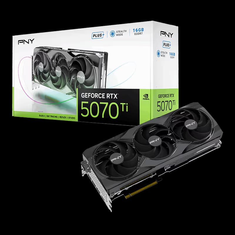 PNY Triple Fan Plus GeForce RTX 5070 Ti 16GB GDDR7 Black image