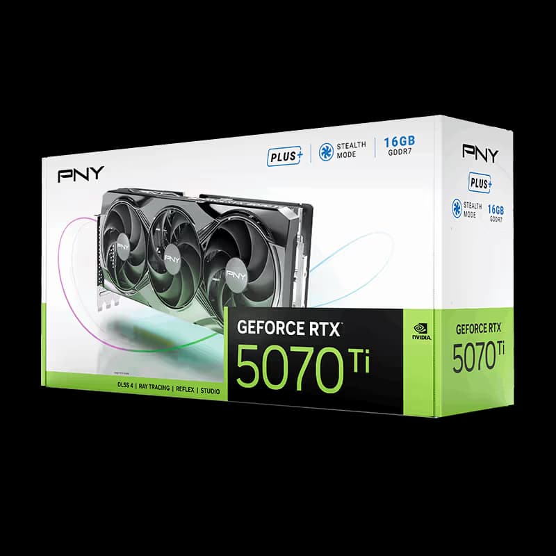 PNY Triple Fan Plus GeForce RTX 5070 Ti 16GB GDDR7 Black image