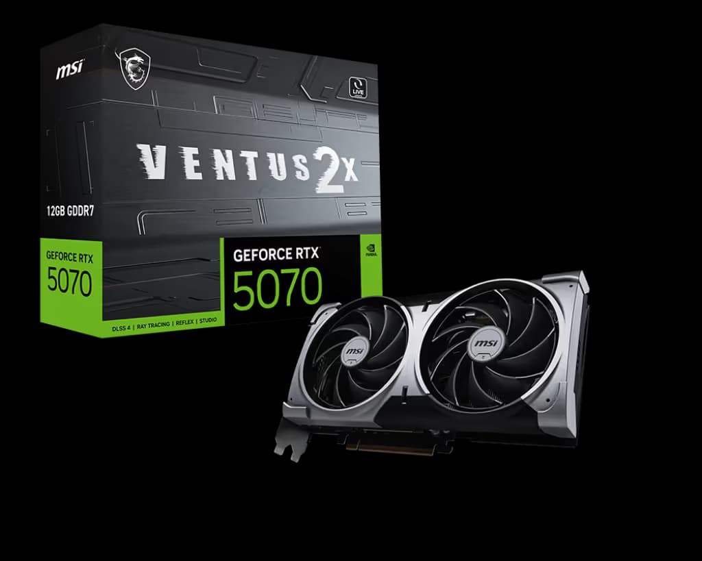 MSI VENTUS 2X GeForce RTX 5070 12GB GDDR7 Black/Grey image