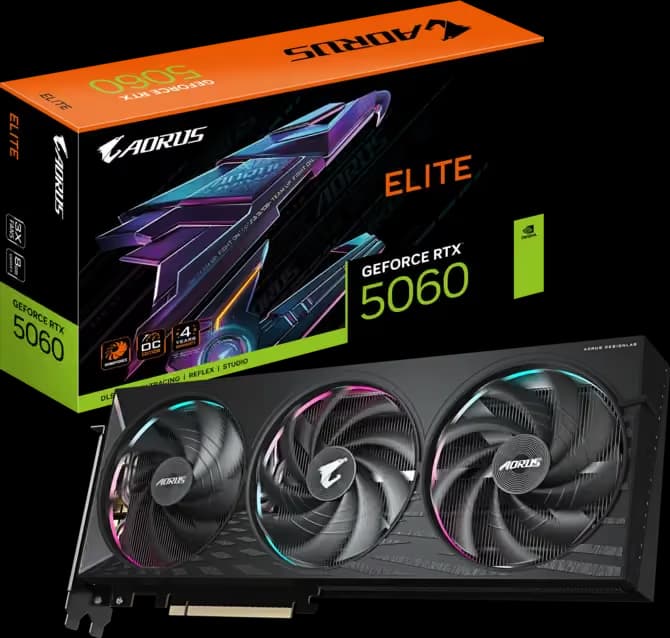 Gigabyte AORUS ELITE GeForce RTX 5060 8GB GDDR7 Black image