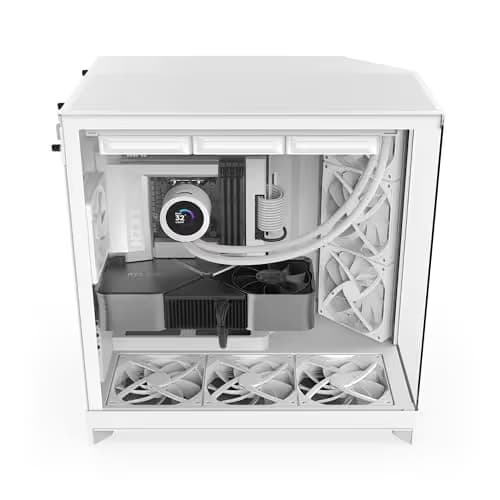 NZXT H9 Flow (2025) ATX Mid Tower White Tempered Glass Side Panel image