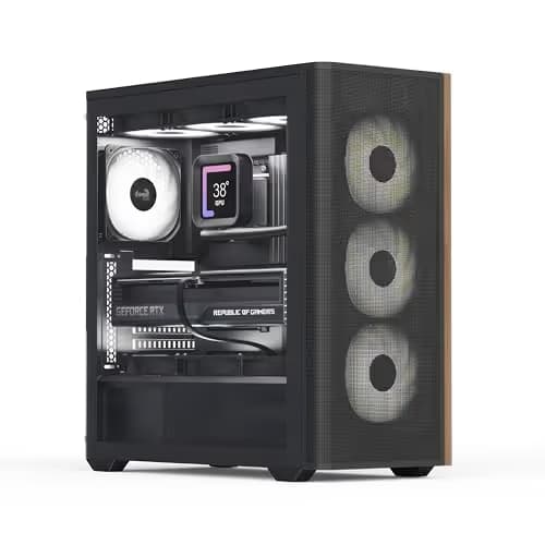 Aerocool D501A V2 ATX Mid Tower Black with Tempered Glass Side Panel and USB 3.2 Gen 2 Type-C, USB 3.2 Gen 1 Type-A image
