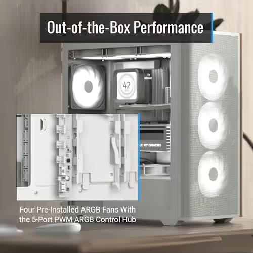 Aerocool D501A V2 ATX Mid Tower Black with Tempered Glass Side Panel and USB 3.2 Gen 2 Type-C, USB 3.2 Gen 1 Type-A image