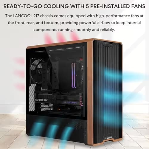 Lian Li LANCOOL 217 ATX Mid Tower White / Brown with Tempered Glass Side Panel image