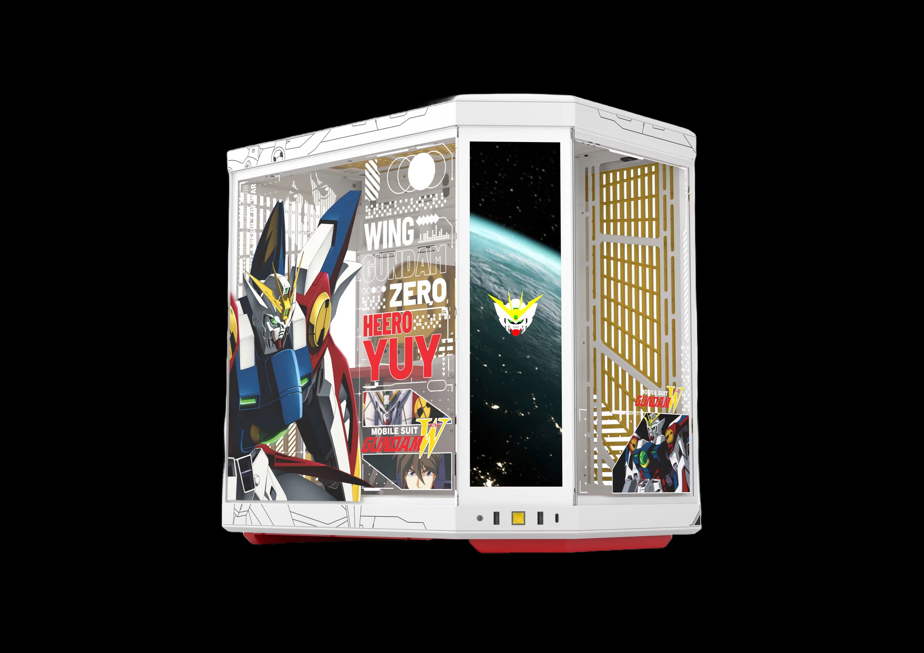 HYTE Gundam Wing Y70 Touch Infinite ATX Mid Tower White / Gold with Tempered Glass Side Panel image