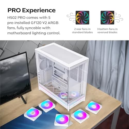 Montech HS02 PRO ATX Mid Tower White Tempered Glass Side Panel image
