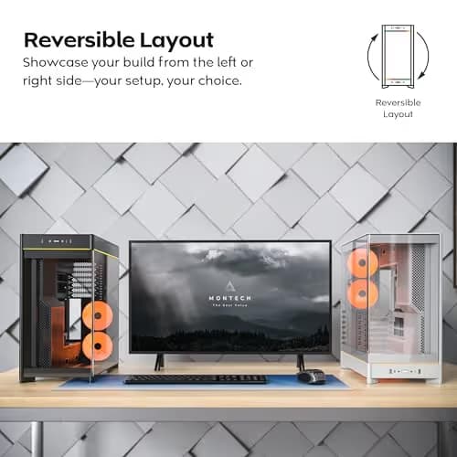 Montech HS02 PRO ATX Mid Tower White Tempered Glass Side Panel image