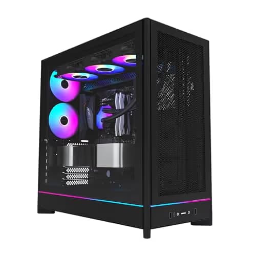 Montech HS01 ATX Mid Tower Black with Tempered Glass Side Panel and USB 3.2 Gen 2 Type-C, USB 3.2 Gen 1 Type-A main image