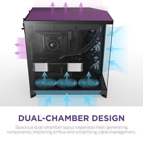 NZXT H9 Flow (2025) ATX Mid Tower Black Tinted Tempered Glass Side Panel image