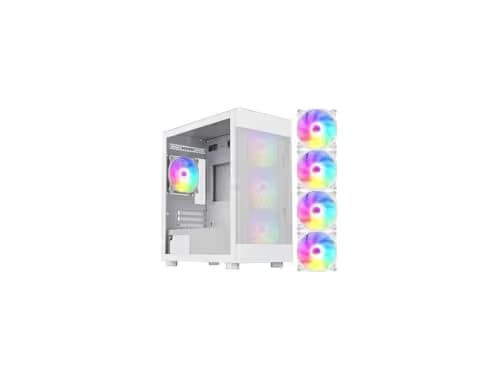 DIYPC ARGB-G5 ATX Mid Tower White with Tempered Glass Side Panel and USB 3.2 Gen 1 Type-A, USB 2.0 Type-A main image
