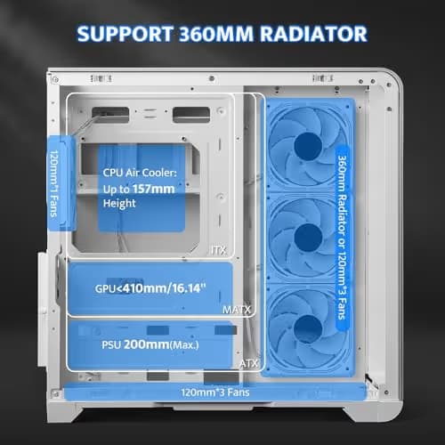 darkFlash L280 ATX Mid Tower White with Tempered Glass Side Panel image