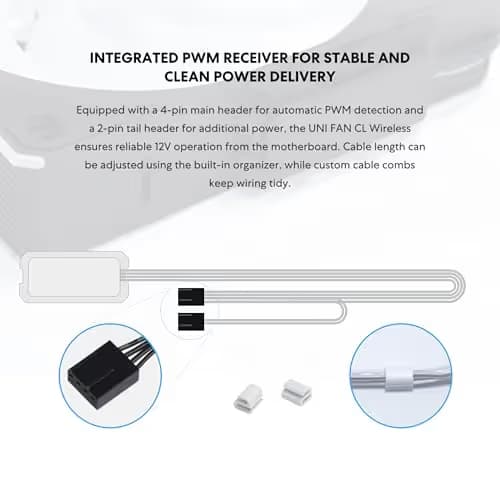 Lian Li UNI FAN CL Wireless 120mm Black PWM Addressable RGB 72.3 CFM 3-Pack Reverse image