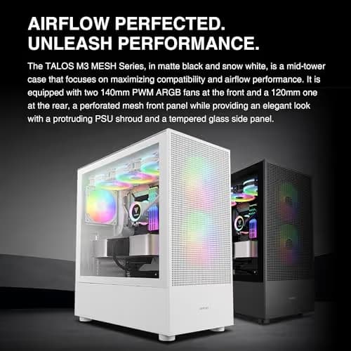 GAMDIAS Talos M3 Mesh ATX Mid Tower White Tempered Glass image