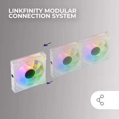 Mars Gaming MF-LINKFINITY 120mm White PWM Addressable RGB 69 CFM 1-Pack image