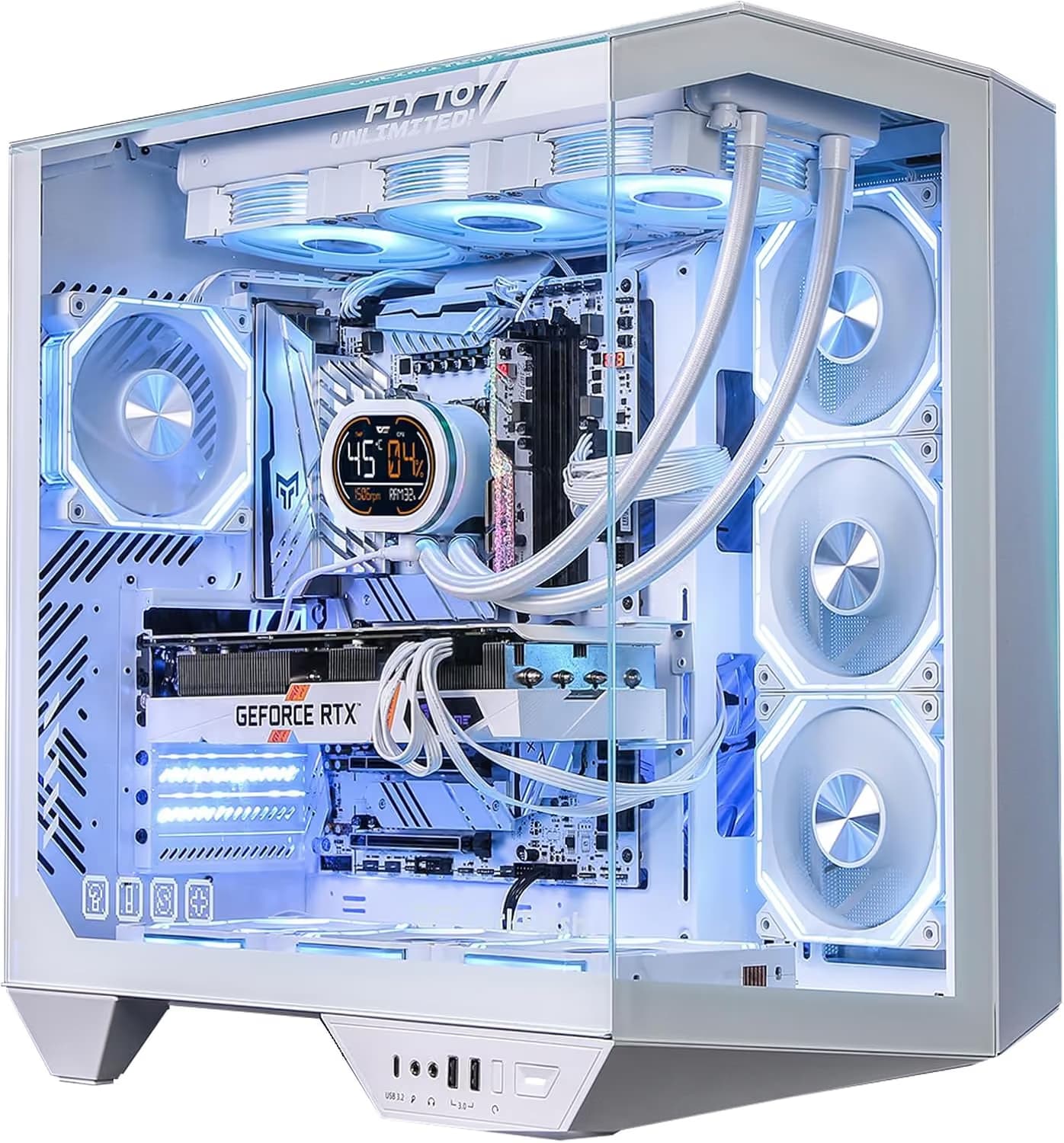 darkFlash DY470 ATX Mid Tower White Tempered Glass Side Panel (1 PWM ARGB Fans) image