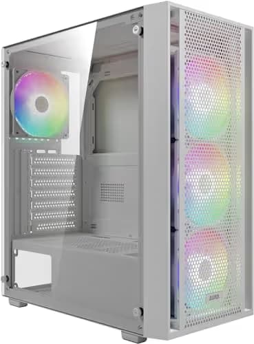 GAMDIAS AURA GC2 ELITE ATX Mid Tower White Tempered Glass Front Panel image