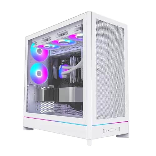 Montech HS01 PRO ATX Mid Tower White Tempered Glass Side Panel, USB 3.2 Gen 2 Type-C, USB 3.2 Gen 1 Type-A image