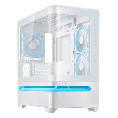 Asus Prime AP202 Micro ATX Mid Tower White with Tempered Glass Side Panel main image