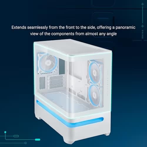 Asus Prime AP202 Micro ATX Mid Tower White with Tempered Glass Side Panel image