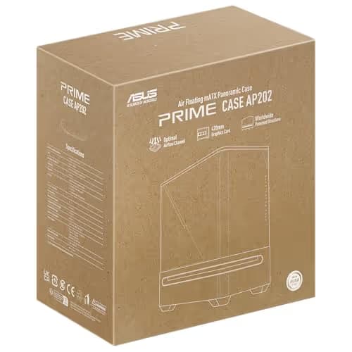 Asus Prime AP202 Micro ATX Mid Tower White with Tempered Glass Side Panel image