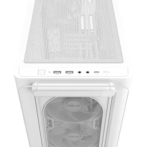 Asus A23 PLUS Micro ATX Mid Tower White Tempered Glass Side Panel, USB 3.2 Gen 2 Type-C, USB 3.2 Gen 1 Type-A image