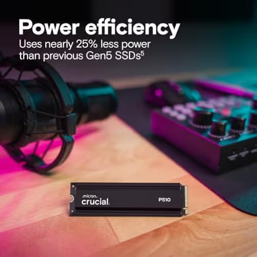 Crucial P510 W/Heatsink 1TB M.2-2280 SSD PCIe 5.0 X4 NVMe image
