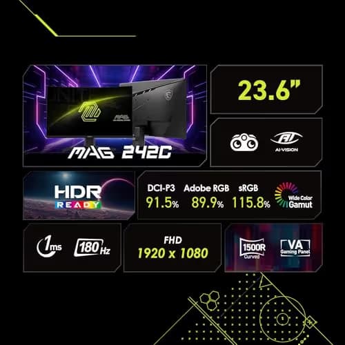 MSI MAG 242C 23.6" 1080p 180Hz VA Curved Monitor image