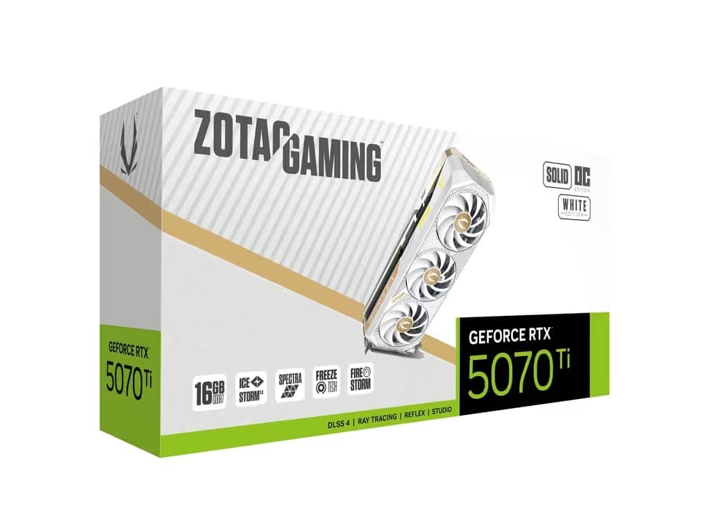 ZOTAC GAMING GeForce RTX 5070 Ti SOLID CORE OC White Edition 16GB GDDR7 image