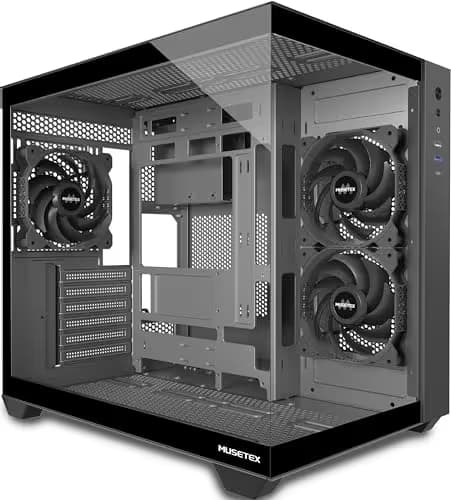 MUSETEX Y6 ATX Mid Tower Black with Tempered Glass Side Panel main image