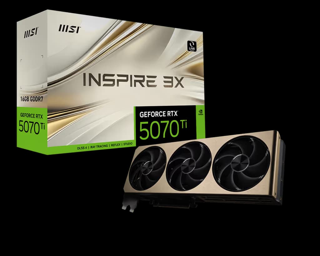 MSI GeForce RTX 5070 Ti INSPIRE 3X 16GB GDDR7 Black/ Gold main image