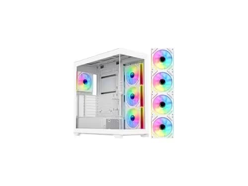 DIYPC Vanguard-F2 ATX Full Tower White with Tempered Glass Side Panel and USB 3.2 Gen 1 Type-C USB 3.2 Gen 1 Type-A image