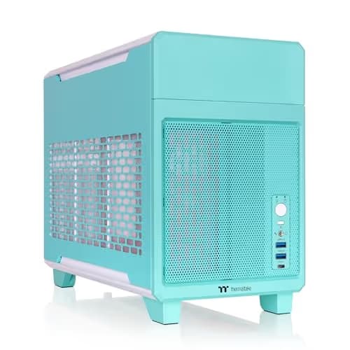 Thermaltake TR100 Mini-ITX Desktop Teal / Red with Mesh Side Panel and USB 3.2 Gen 2 Type-C USB 3.2 Gen 1 Type-A image