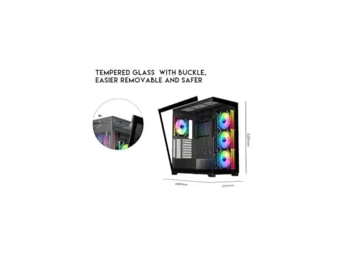 DIYPC Vanguard-F2 ATX Full Tower Black with Tempered Glass Side Panel and USB 3.2 Gen 1 Type-C USB 3.2 Gen 1 Type-A image