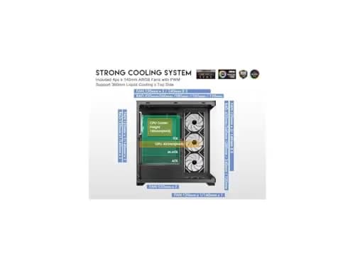 DIYPC Vanguard-F2 ATX Full Tower Black with Tempered Glass Side Panel and USB 3.2 Gen 1 Type-C USB 3.2 Gen 1 Type-A image
